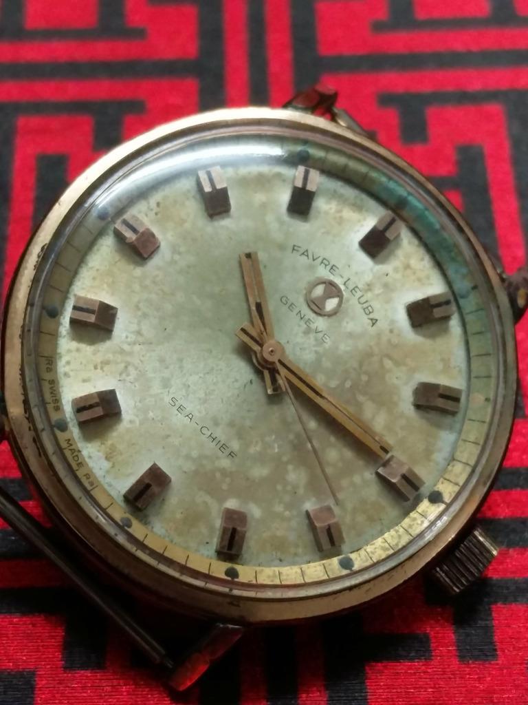 Vintage Gold Plated Men Favre Leuba Sea Chief Manual Winding Watch Head (TP360)