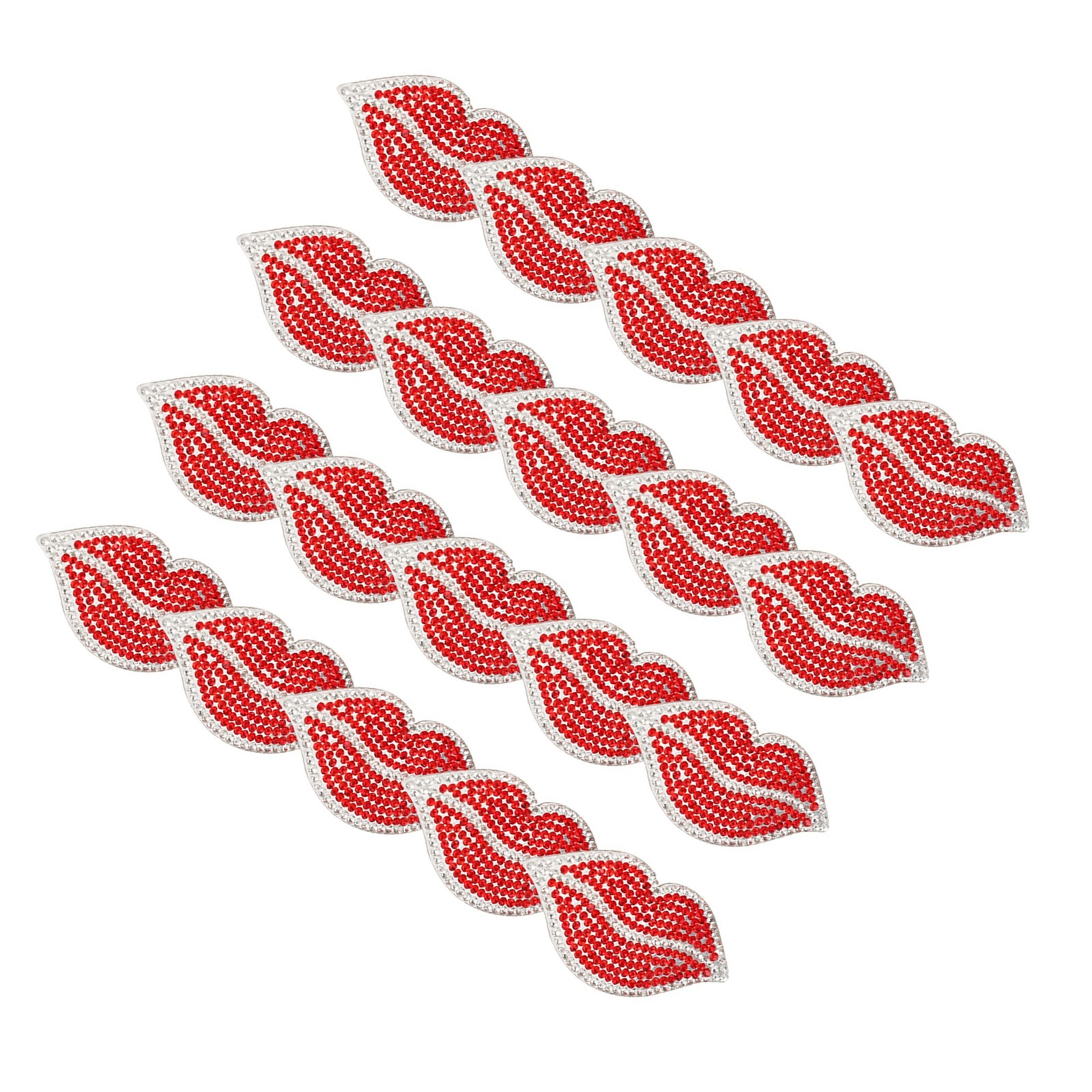 20Pcs Red Lip Rhinestones Resin Crystal Hot Pattern Clothing Decoration