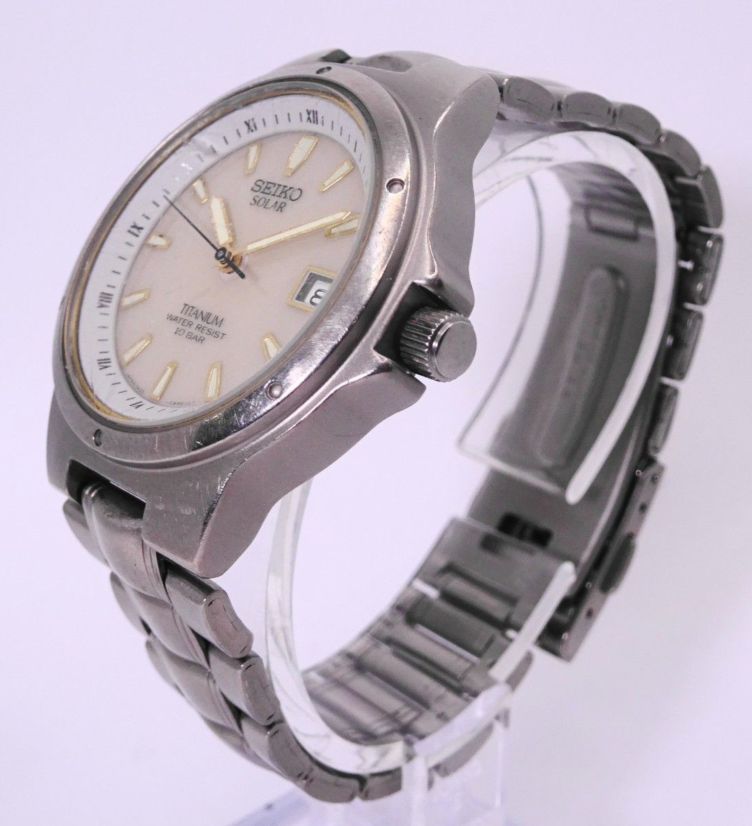 Rare Working SEIKO Titanium 5K25 0A20 Solar Wristwatch Y349 Seiko Backlight Tita