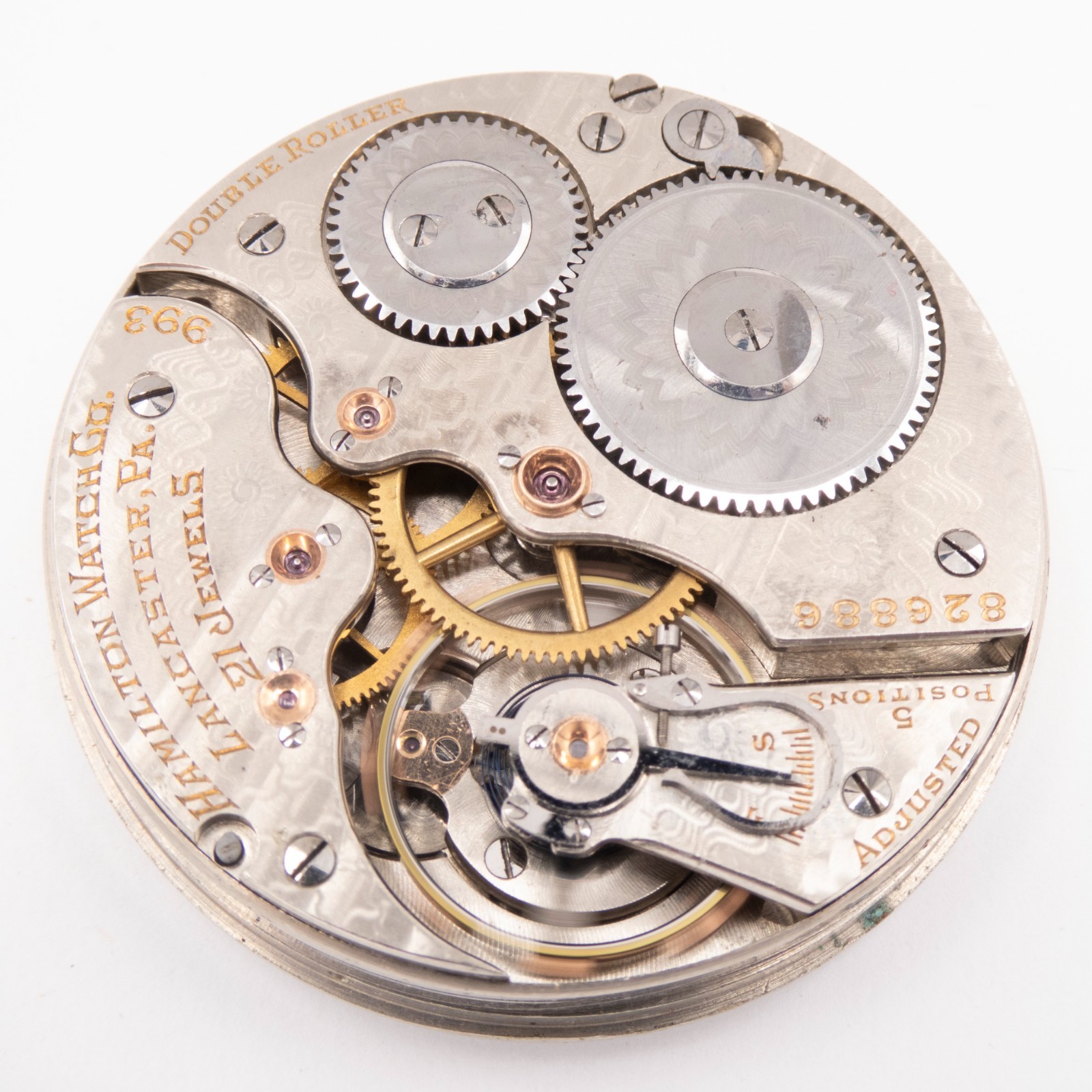Hamilton Railroad Grade 993 16-Size Antique Pocket Watch Movement, Keeps Time