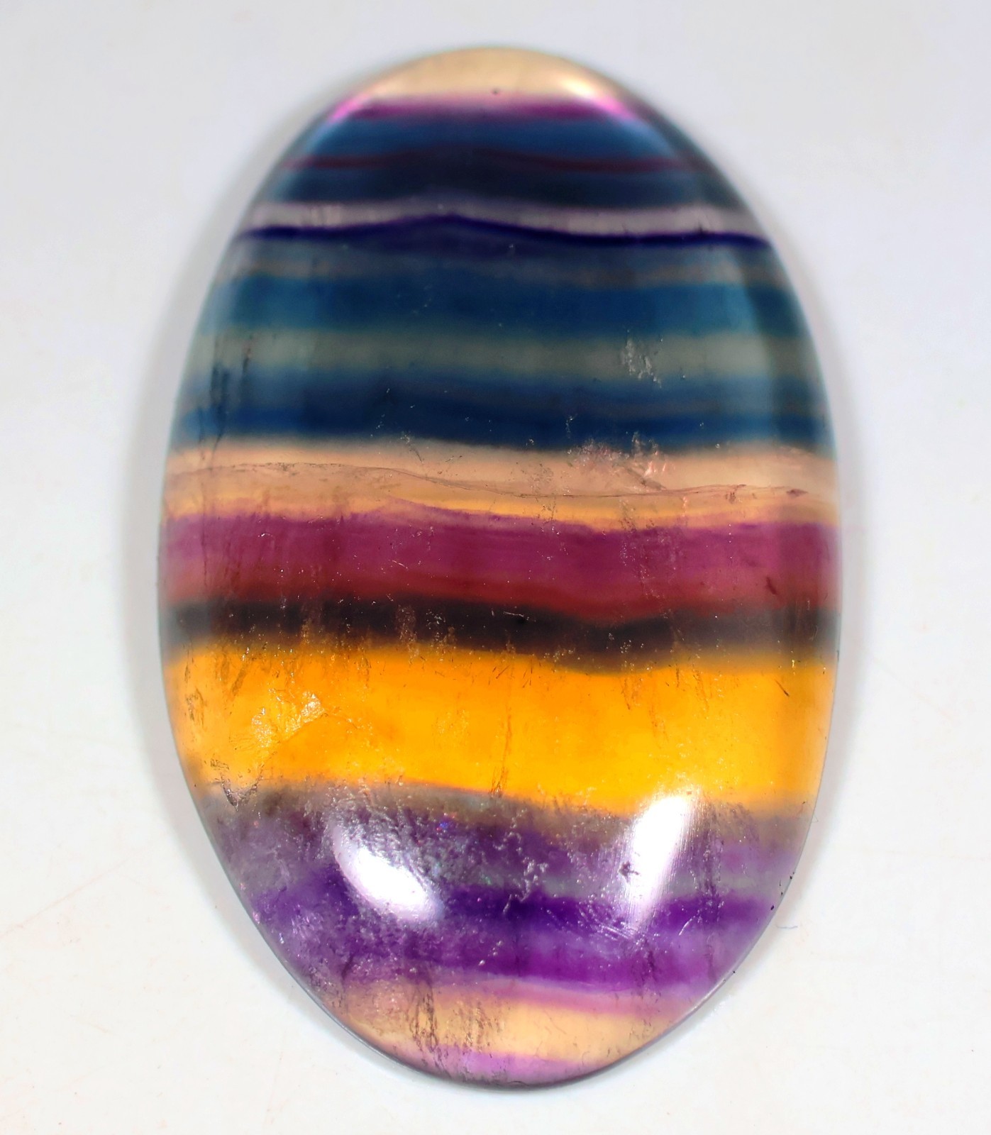 60 Crt 6X24X39 mm Natural Multi Purple Fluorite Oval Cabochon Gemstone KC-55