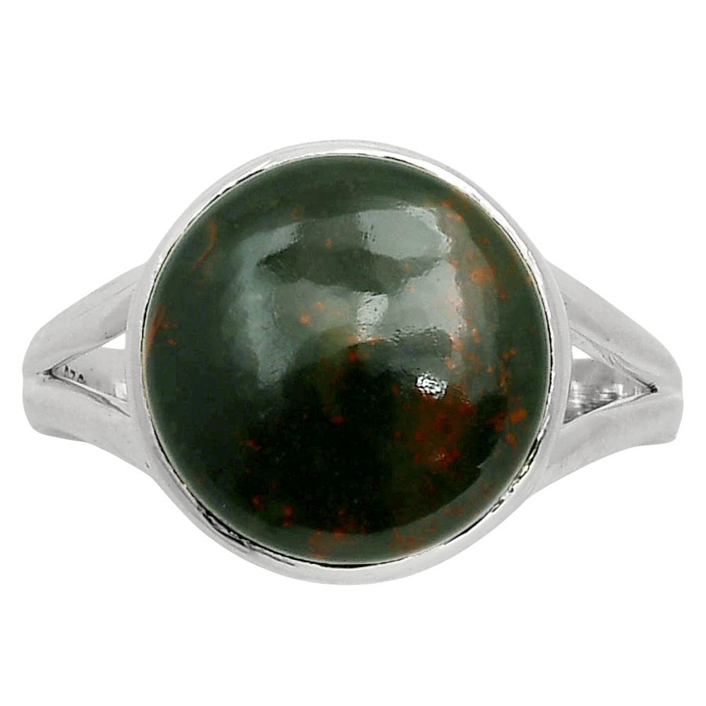 Natural Blood Stone – India 925 Sterling Silver Ring s.10 Jewelry R-1005