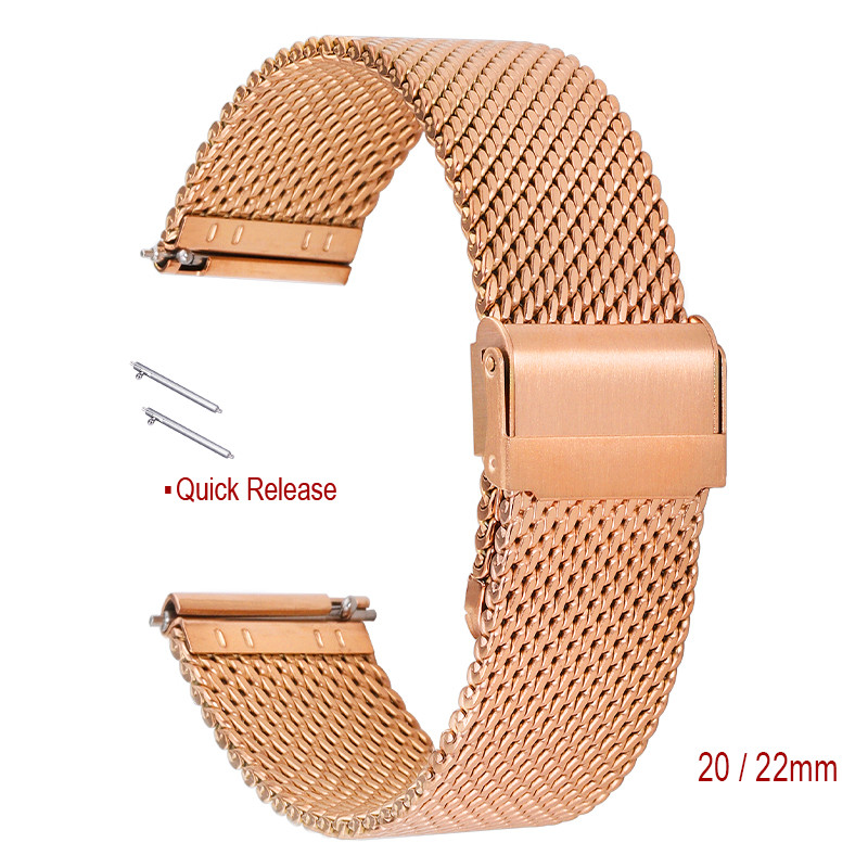 Metal Woven Mesh Watch Strap 18mm 20mm 22mm 24mm 316L Stainless Steel Watch Band