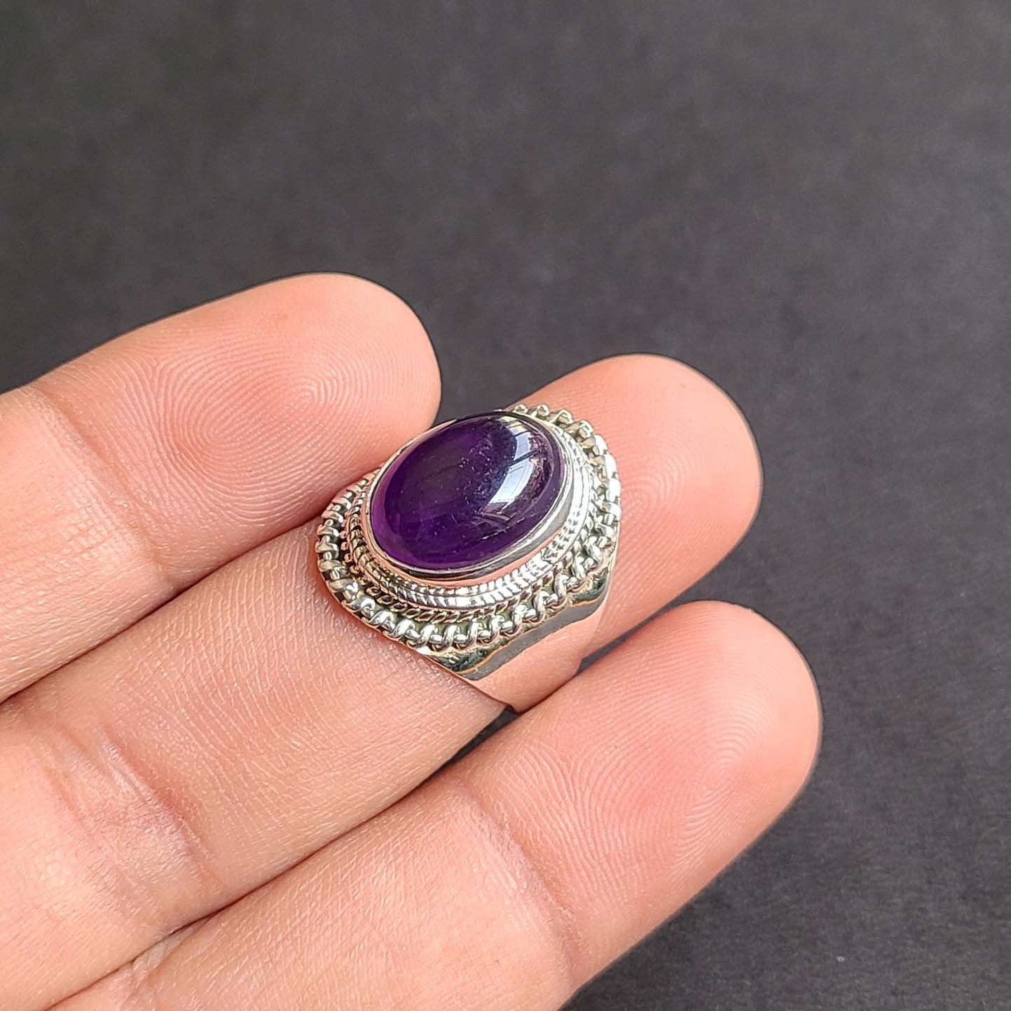Natural Amethyst 925 Sterling Silver Handmade Dainty Ring All Size Available