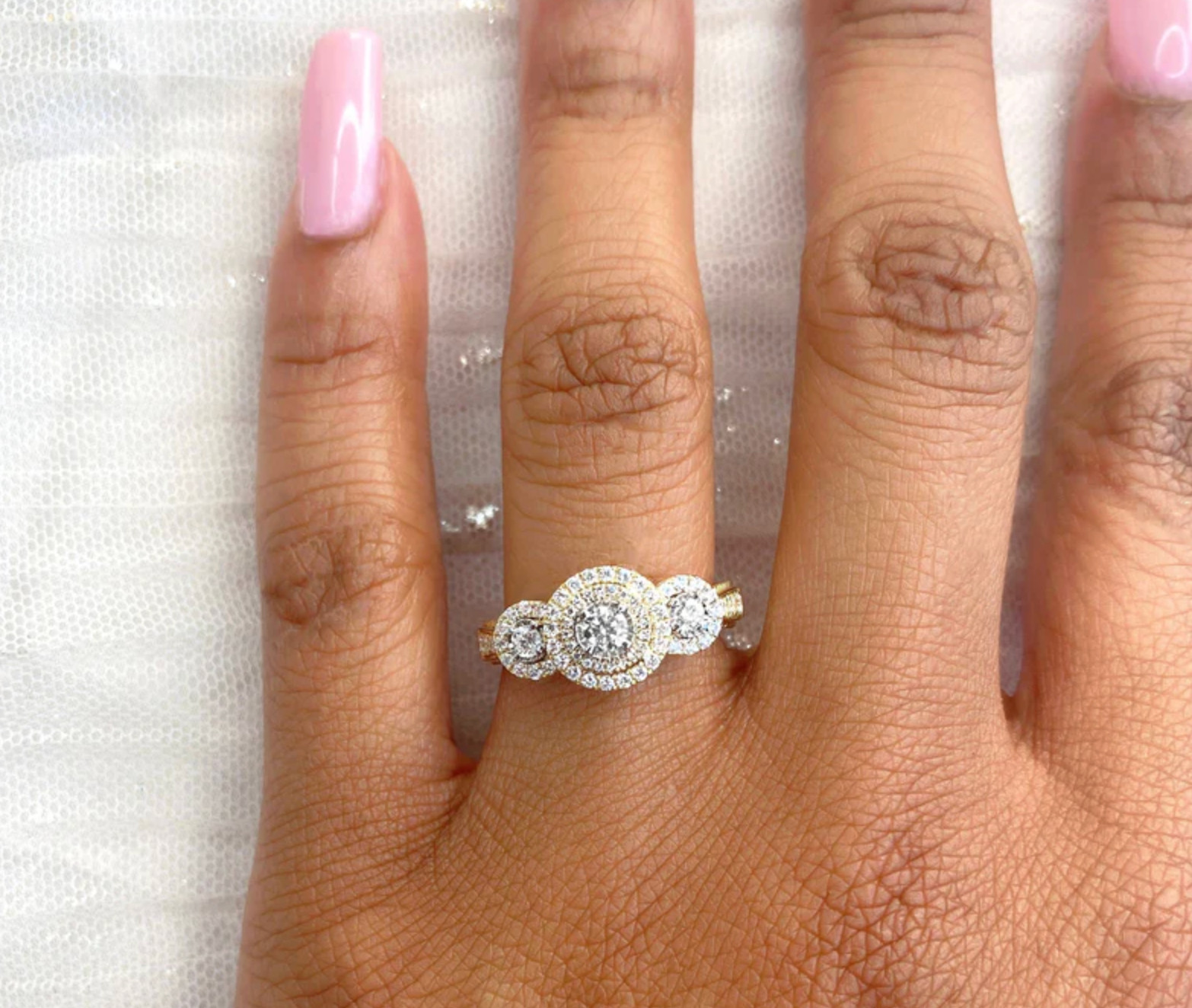 Diamond Engagement Ring 14K White Gold 3 Three Stone Round Cut 1.00 TCW Natural