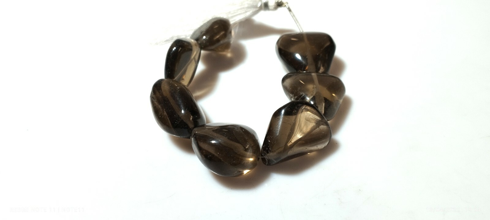 SMOKY QUARTZ NUGGET FREE SIZE SMOOTH TUMBLE JEWERY 7″INCH BRACELET