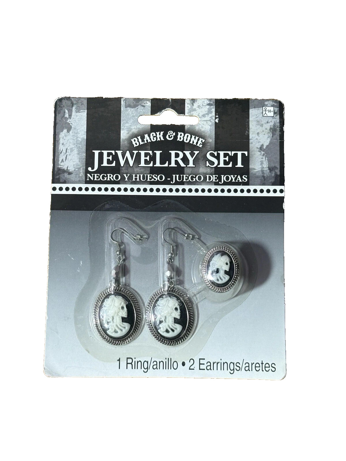 Amscan Black and Bone Jewelry Set – One Size, Silver – 3 Pc