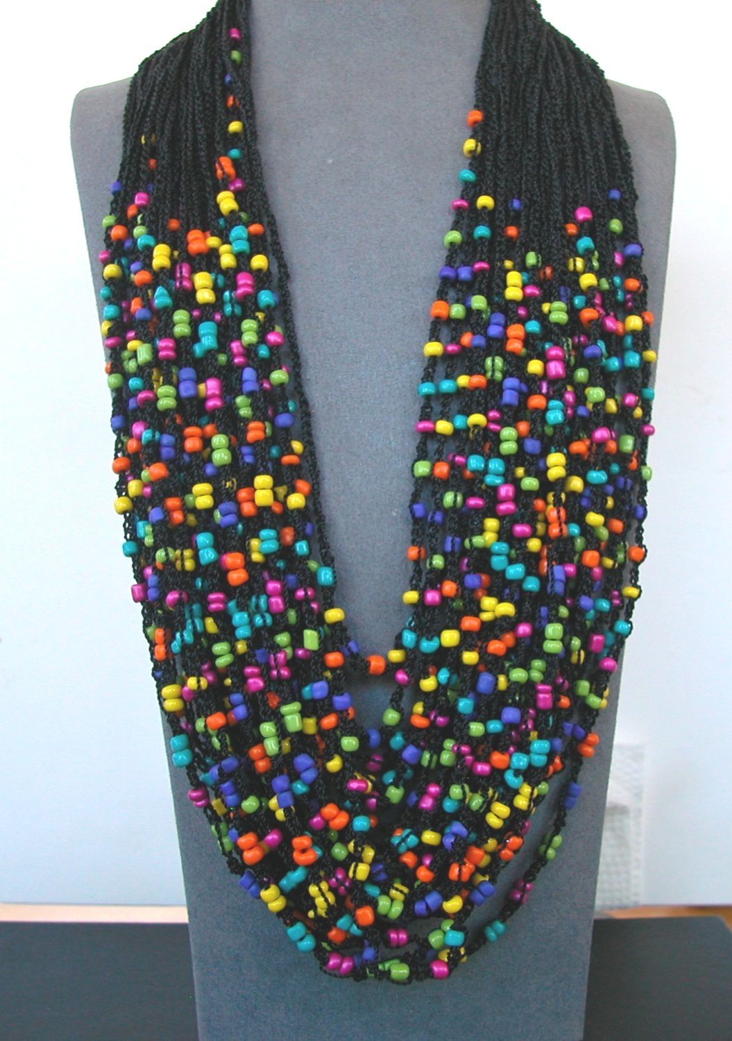 Handcrafted 26 Strand Beaded Statement Necklace 20-24″