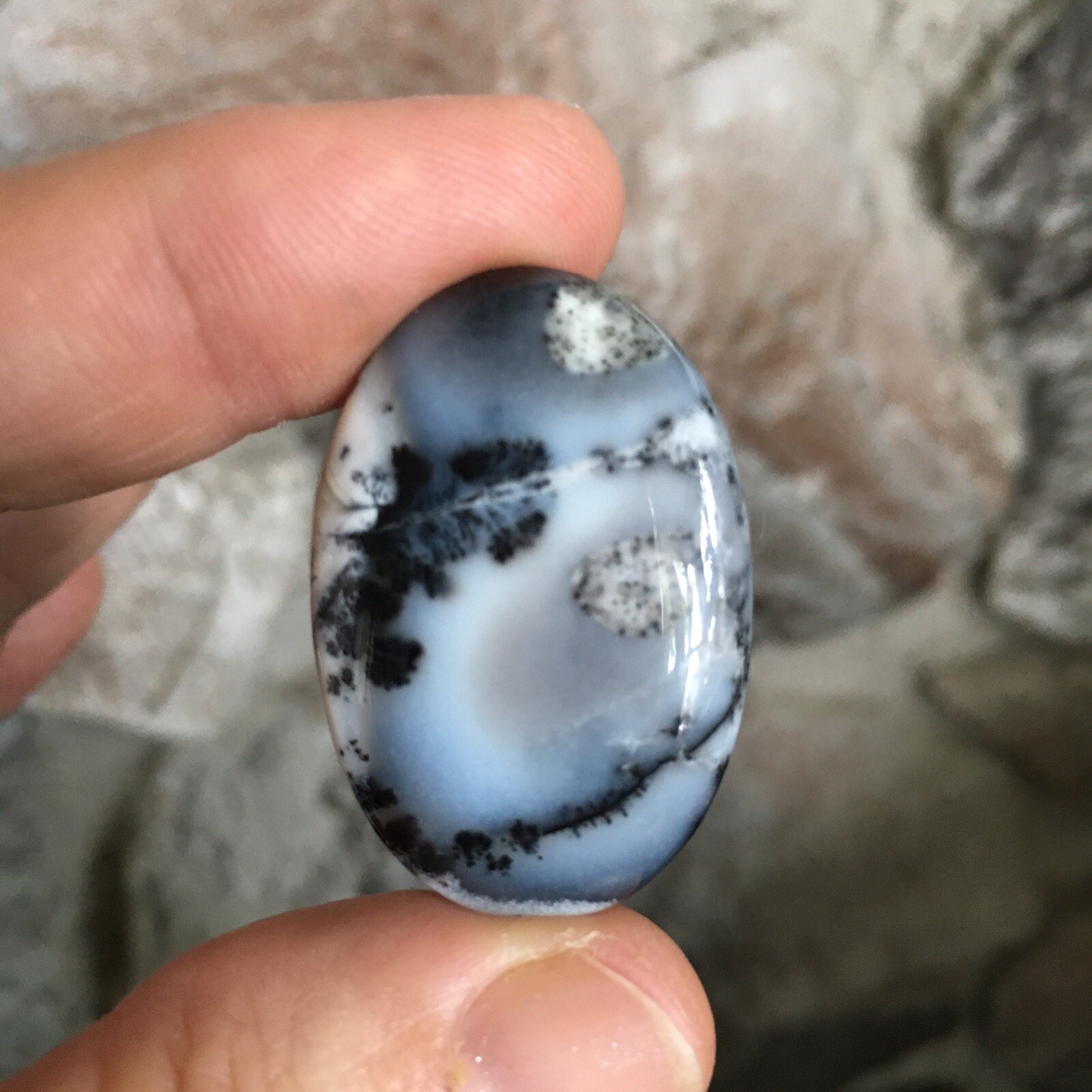 35x24x6mm Picture Like Dendrite Opal Oval Cabochon Loose Gemstone
