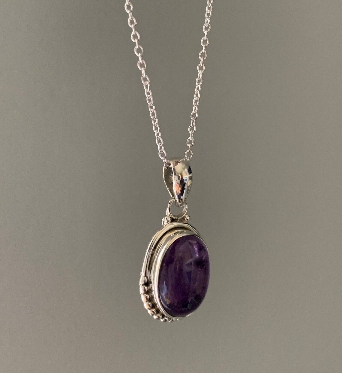 Nice Africian Amethyst Gemstone 925 Sterling Silver Handmade Pendant