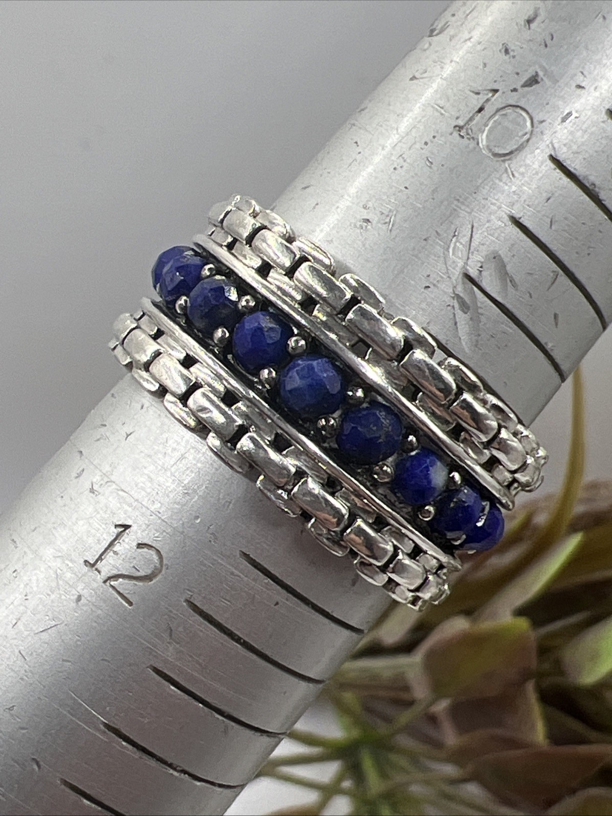 JAI John Hardy Sterling Lapis Wide Eternity Band Ring Size 11