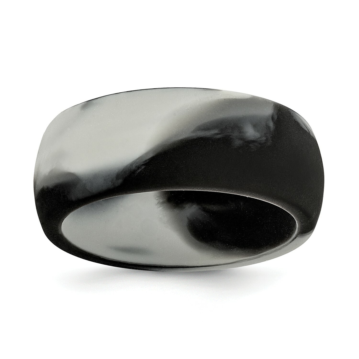 Unisex 8.7mm Wide Durable Black & Grey Camo Silicone Wedding Band Sizes 7 to 14