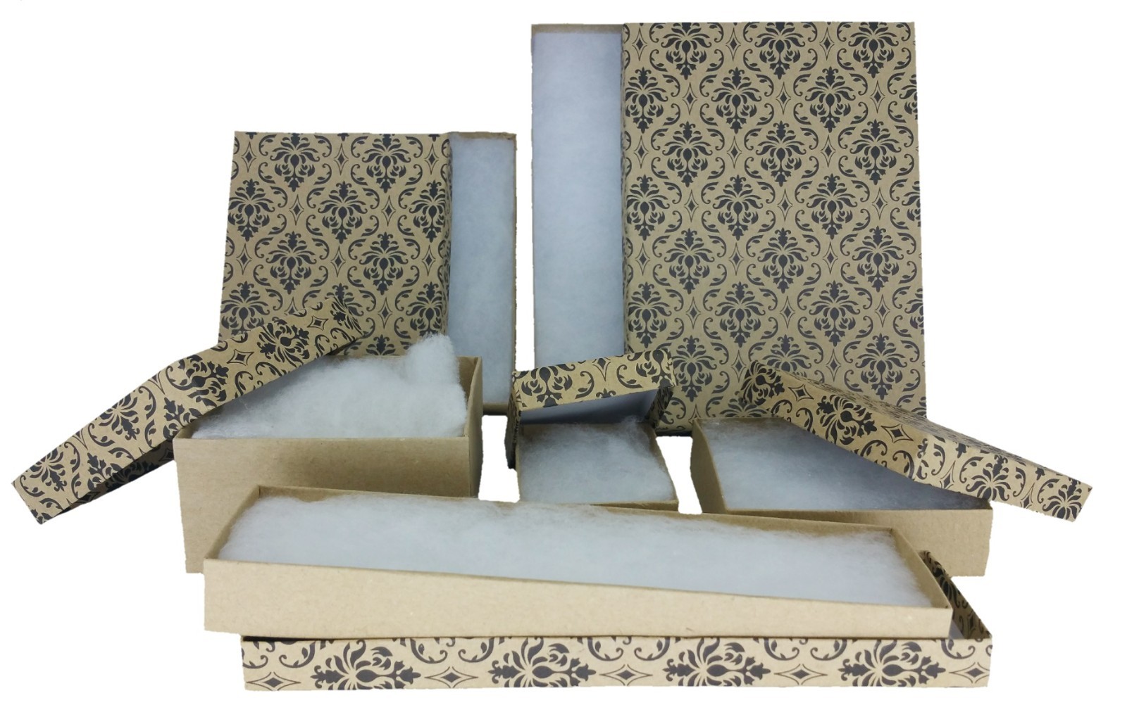 Demask Cotton Filled Gift Boxes | Jewelry Coin Watch Keepsake Packaging