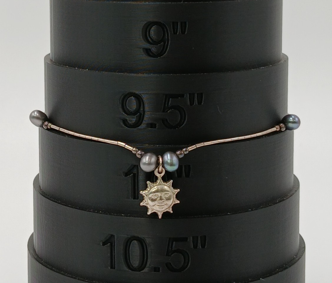 VTG 925 MEX Sun Face Anklet 9.5in Sterling Silver 3gtw Celestial Mexico Beach
