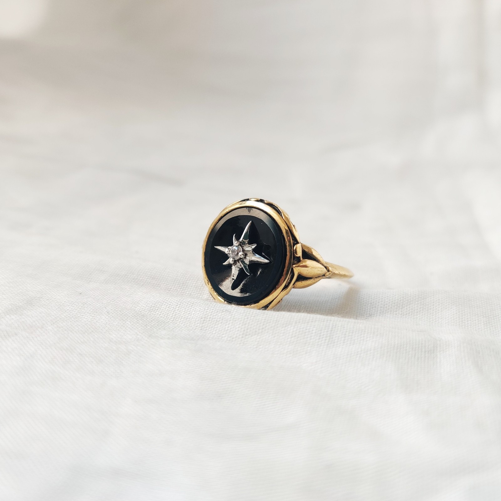 black onyx 925 starling silver ring Victorian, Vintage, Art And Deco ,size 7