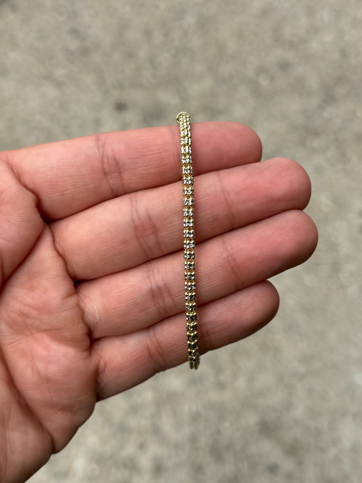 10K Yellow Gold 3.2mm Ice Link Chain Bracelet 7.5” Inch