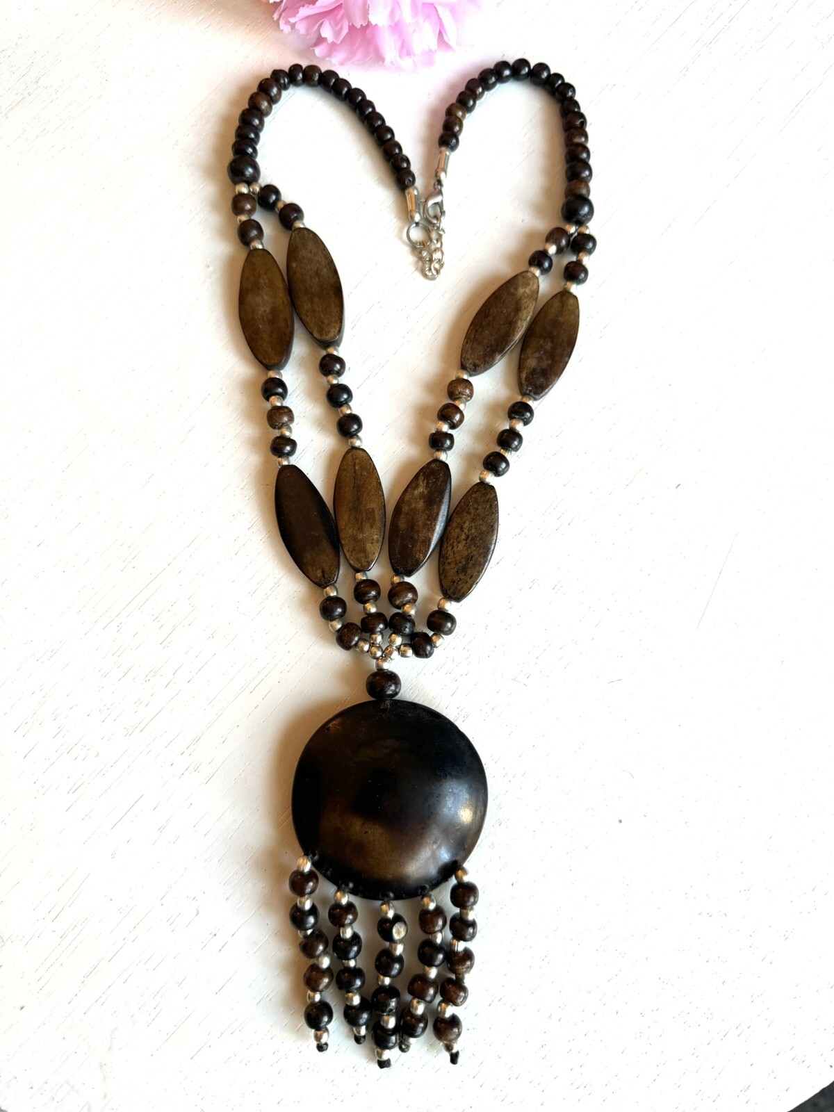 Vintage Style Tribal ThemeHand carved and handmade Yak bone necklace from Nepal