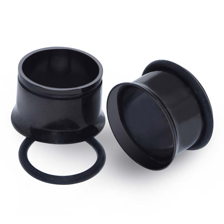 Pair of Black Stainless Steel Screw Flesh Tunnels Ear Gauges Ear Expander Plugs