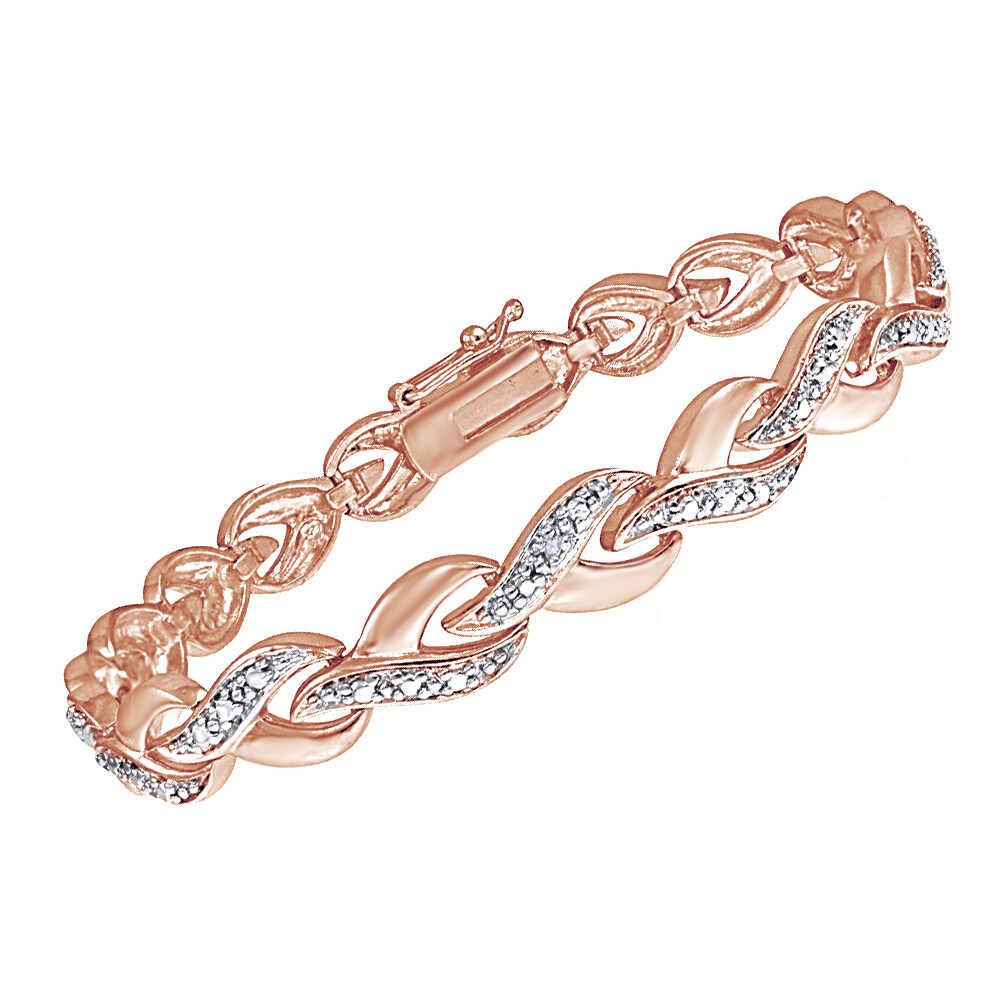 1/50 Ct Natural Diamond Infinity Tennis Bracelet 14K Rose Gold Plated For Womens