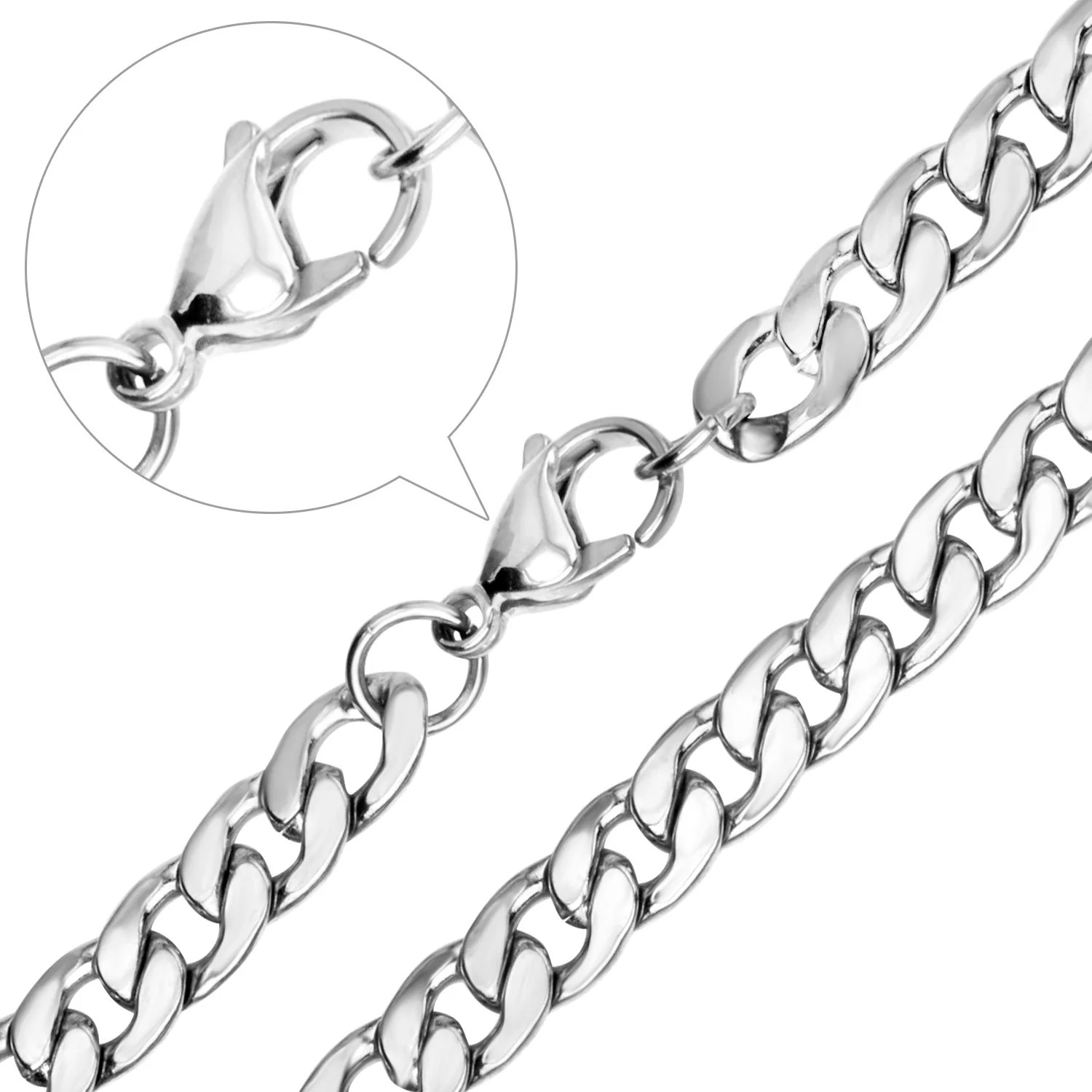 Chain Necklace Stainless Steel Gold Color Figaro Cuban Link Chain Neck Jewelry