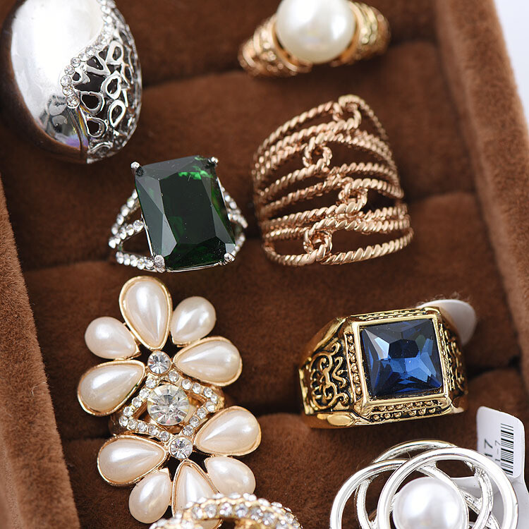 Wholesale Rhinestone Zircon Rings Mixed Women Finger Band Ring Jewelry Bulk Lots