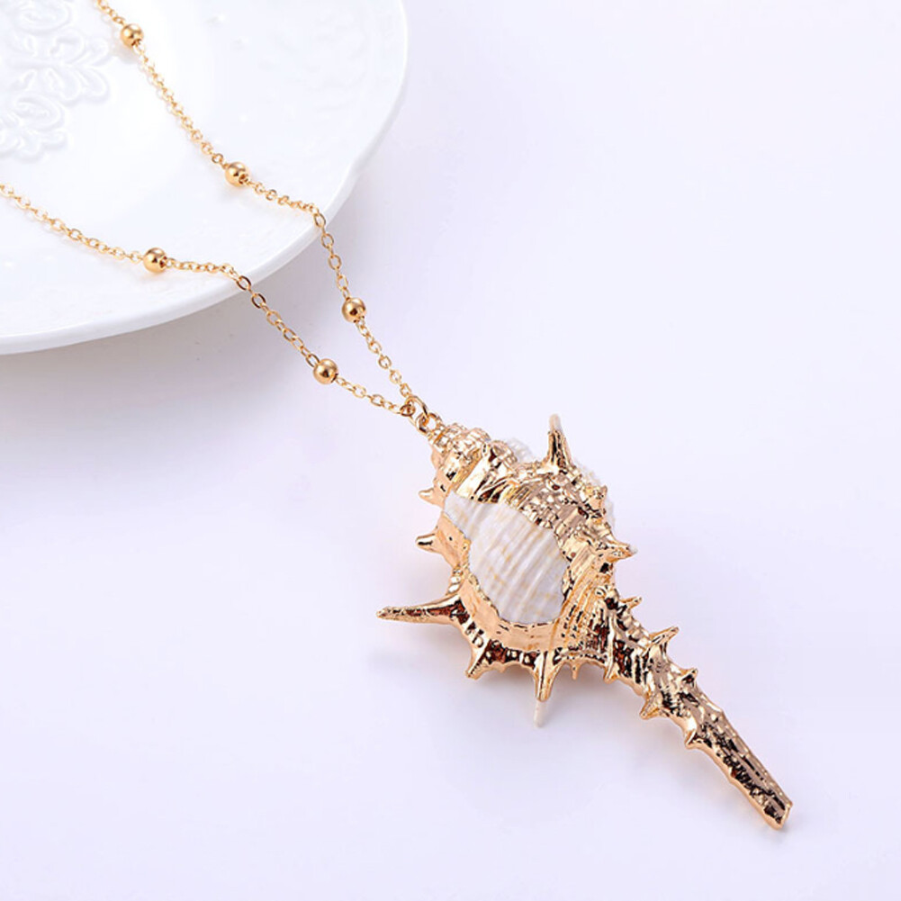 Natural Conch Seashell Necklace Mermaid Jewelry Beach Nautical Gold 1PCS NEW