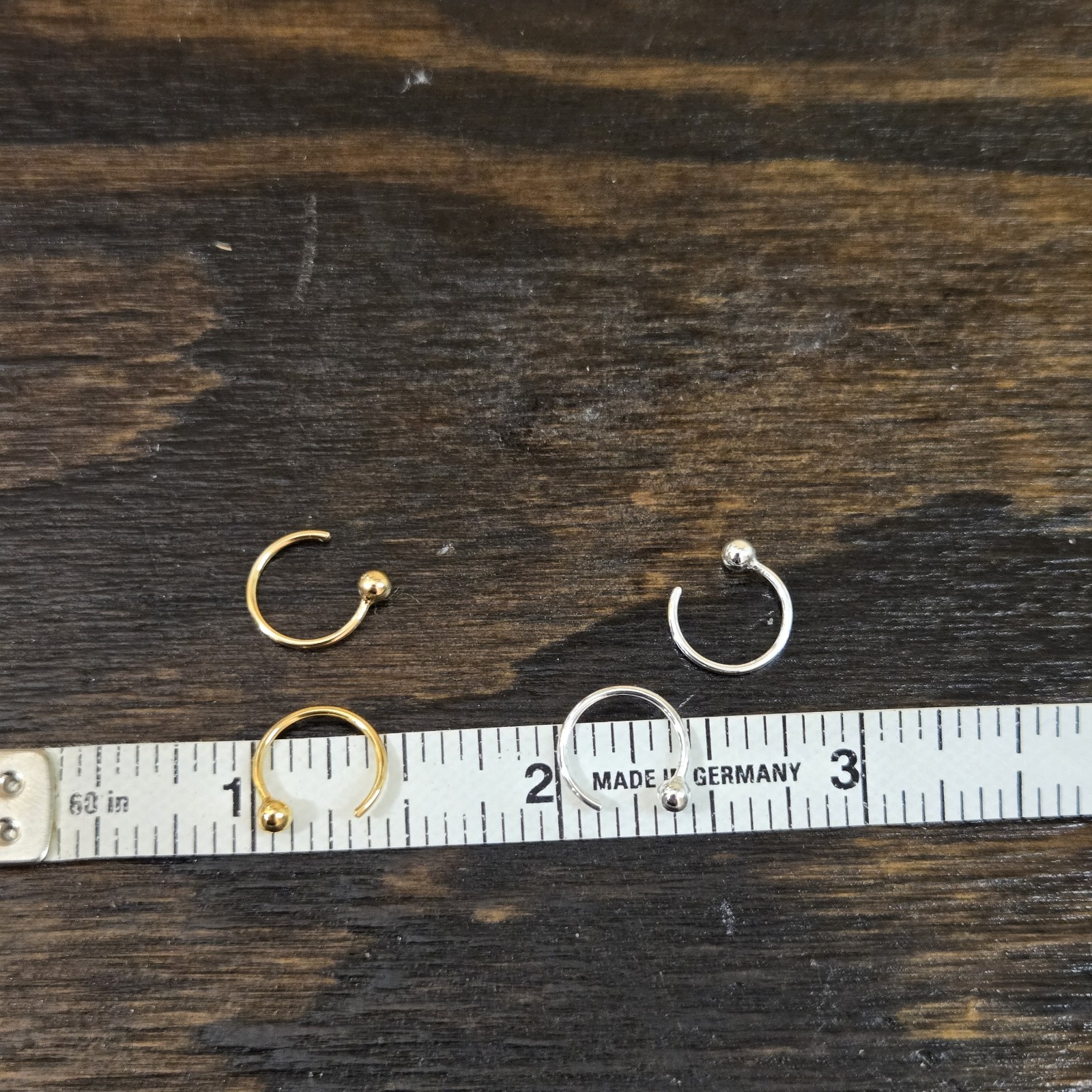 Open Huggie Hoop Earrings Threader Pull Through Ear hugger Silver/Gold 2 Pairs