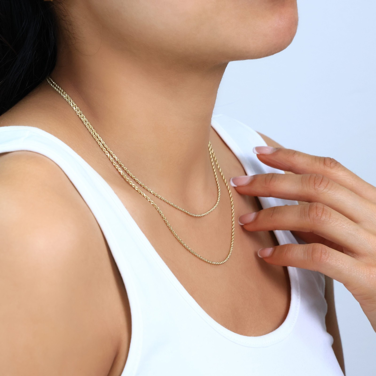 14K Yellow Gold Diamond Cut Rope Chain Necklace 1.5mm – 5mm, Men Women 16″- 30″