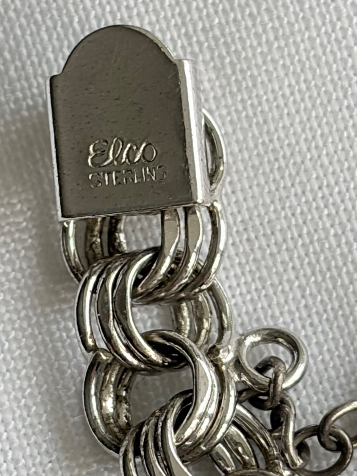 Vintage Sterling Silver Charm Bracelet 20 Charms Elco Bracelet