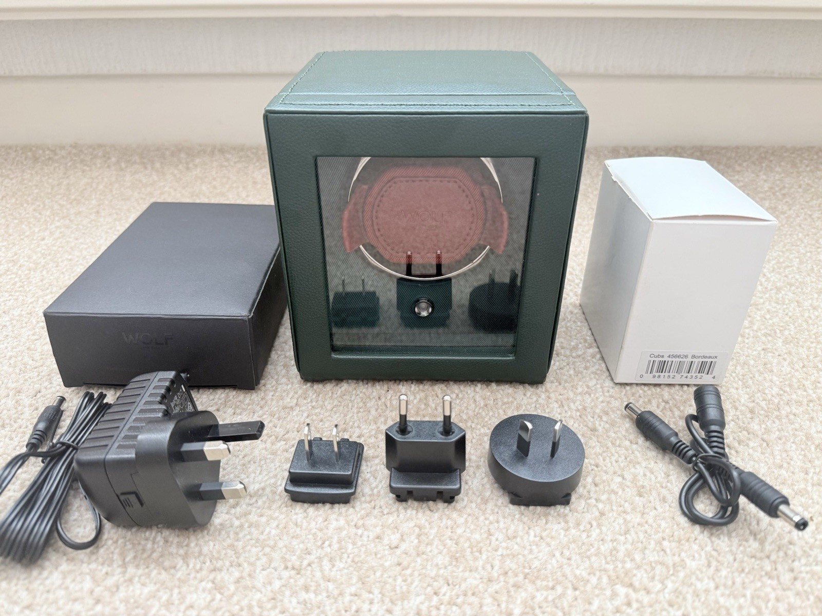 Wolf Watch Winder Module 1.8 – Green With Red Winder Insert – Boxed Accessories