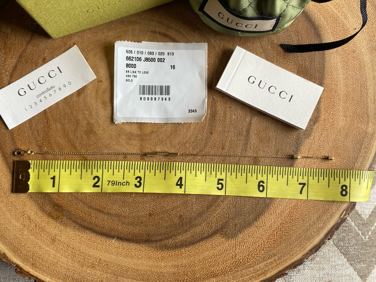 * GUCCI LINK TO LOVE 18K YELLOW GOLD BRACELET * SZ 16 * NICE! SALE !