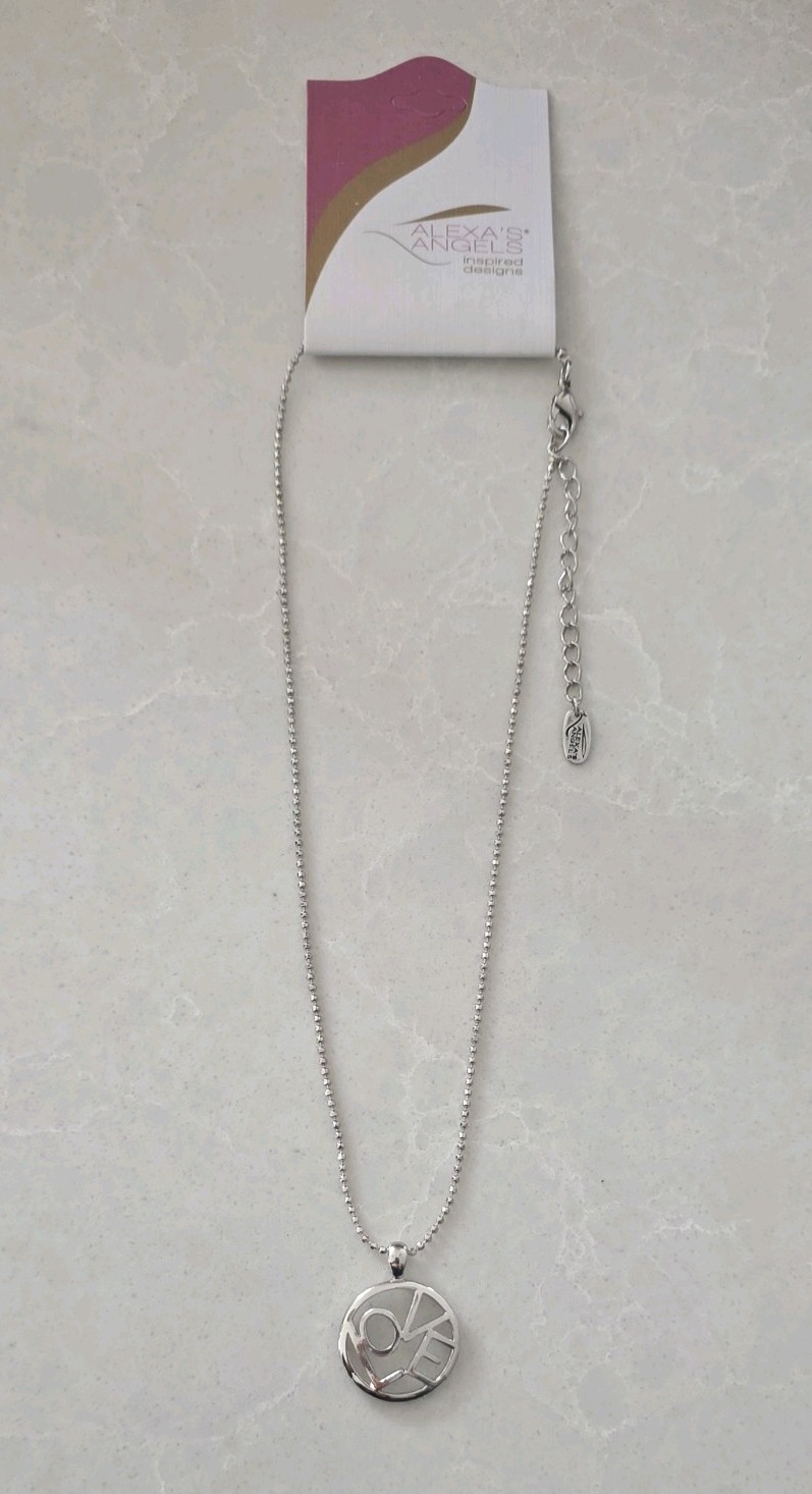 Alexa’s Angels~ “LOVE” Pendant~Silver Tone Necklace