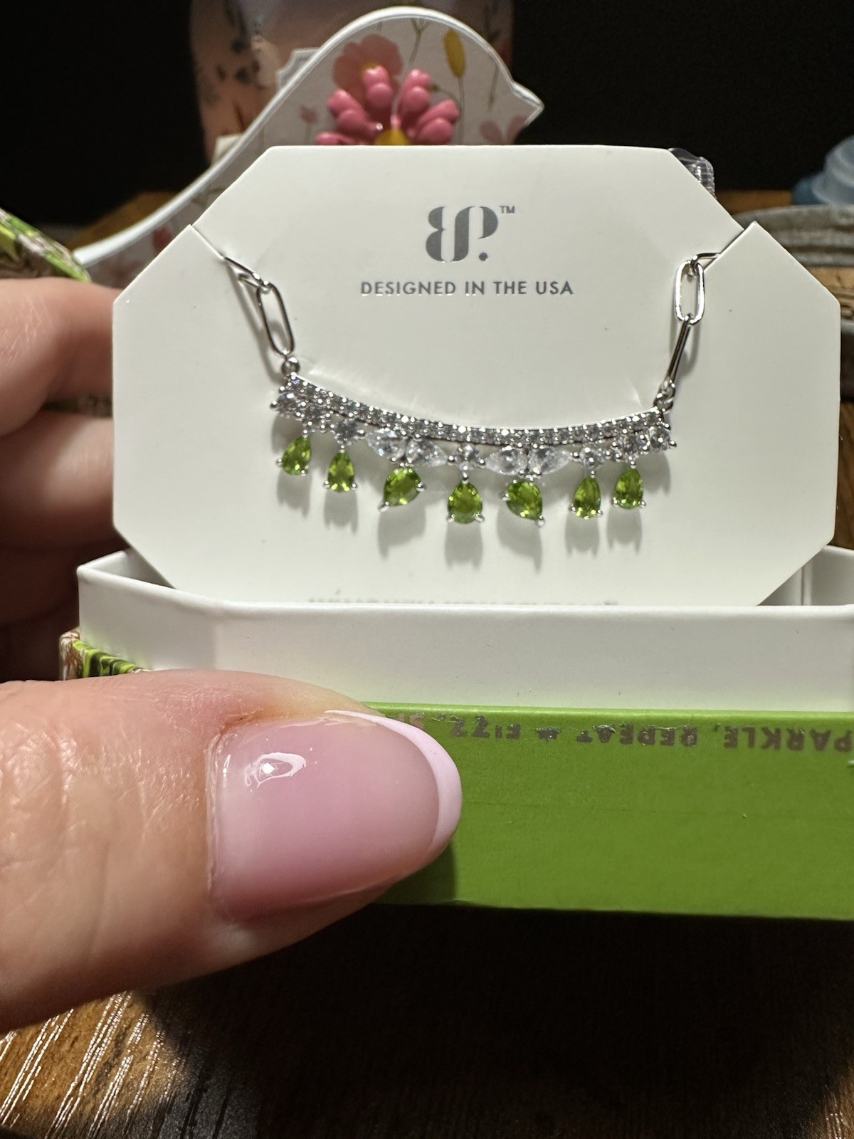 Bomb Party August 2025 NK15481 Dew-kissed Limes Necklace with Rhodium Plating