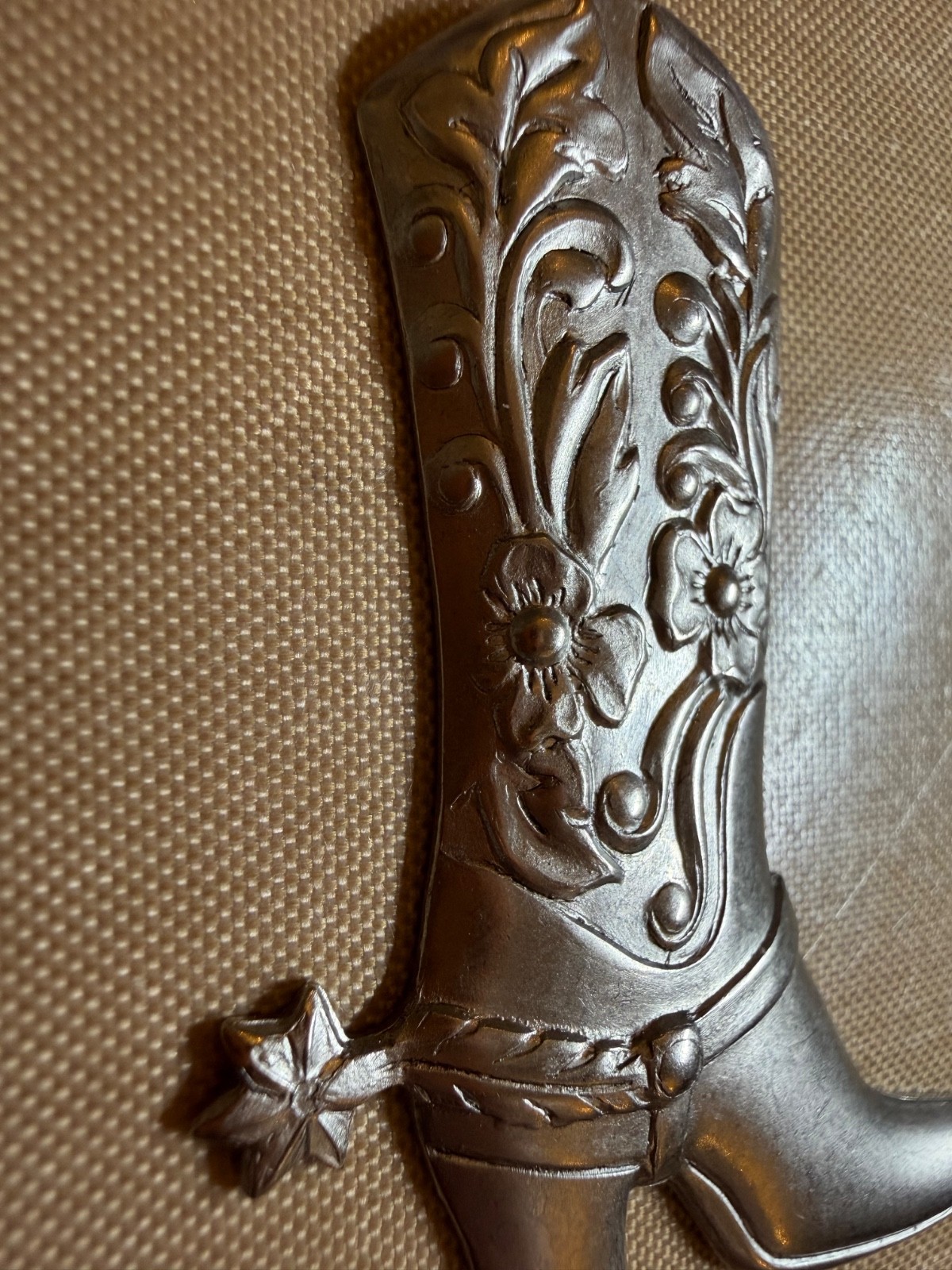 Vintage Charmingly Yours Cowboy Boot Charm Silver Tone Western Floral NOS 57mm