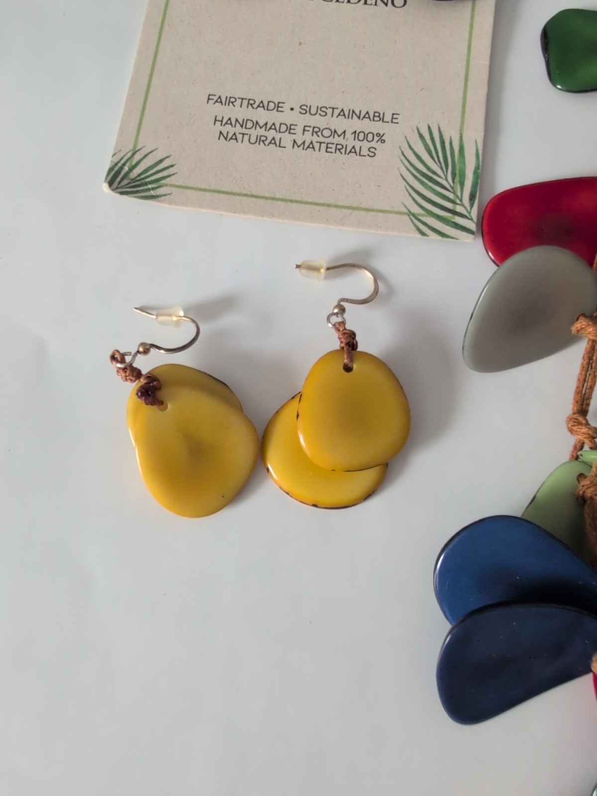 Tagua Soraya Cedeno Multicolor Handmade Double Strand Adj Necklace Earrings Set