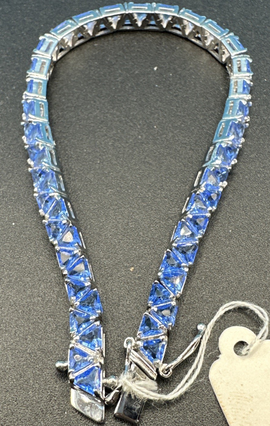 Vintage Suzanne Somers Silver 925 Blue CZ Bracelet 20cm long Thailand