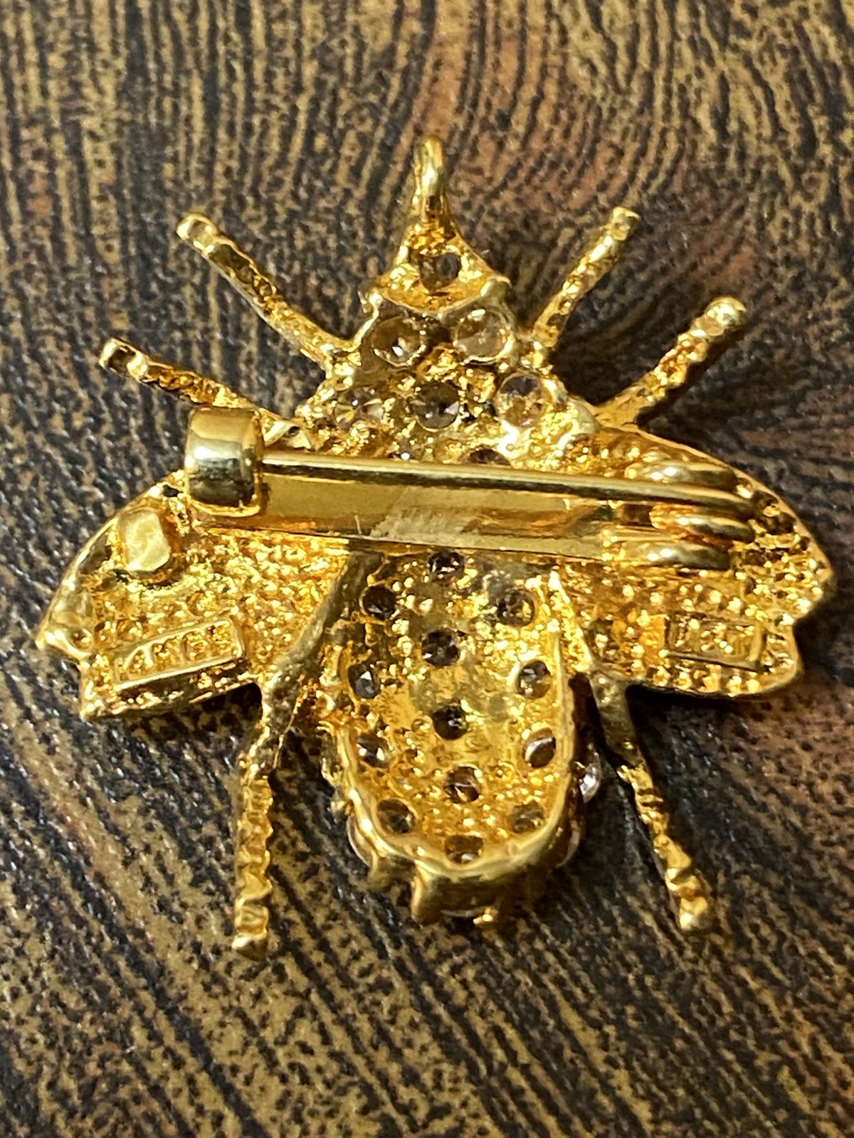 Vintage Dee Berkley Jewelry DBJ Bumble Bee Brooch Pin Pendant 14KGE Rhinestones