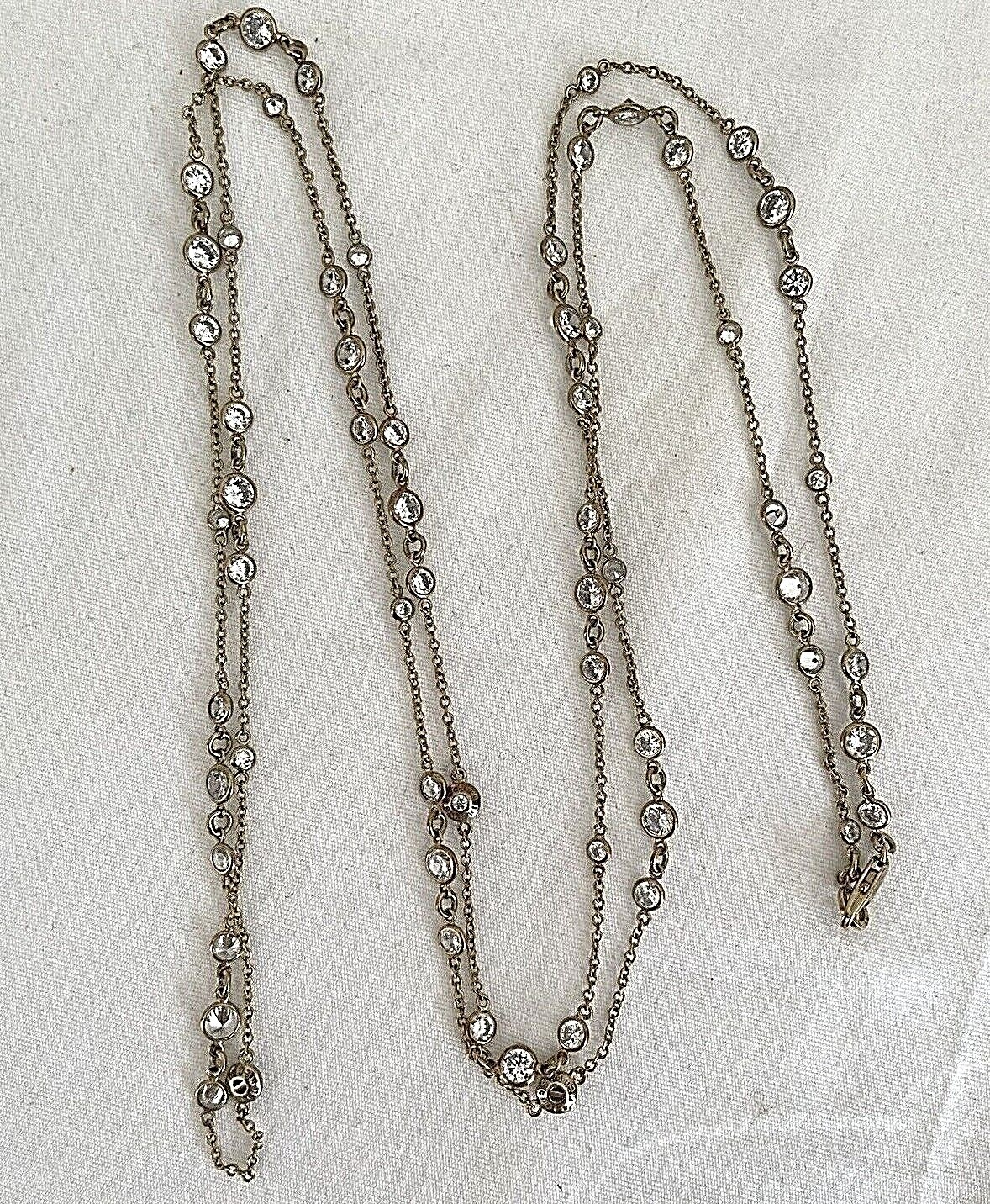HENRI BENDL 48” Long Bezel Crystal Station Necklace