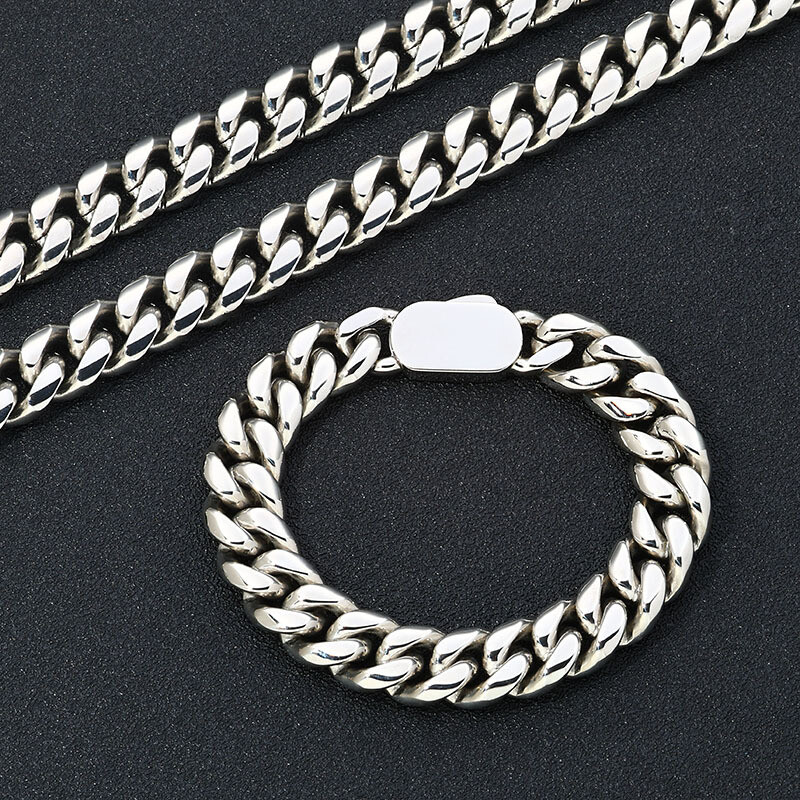 Fashion Mens Cuban Link Chain Stainless Steel Necklace Hip Hop Jewelry for Men