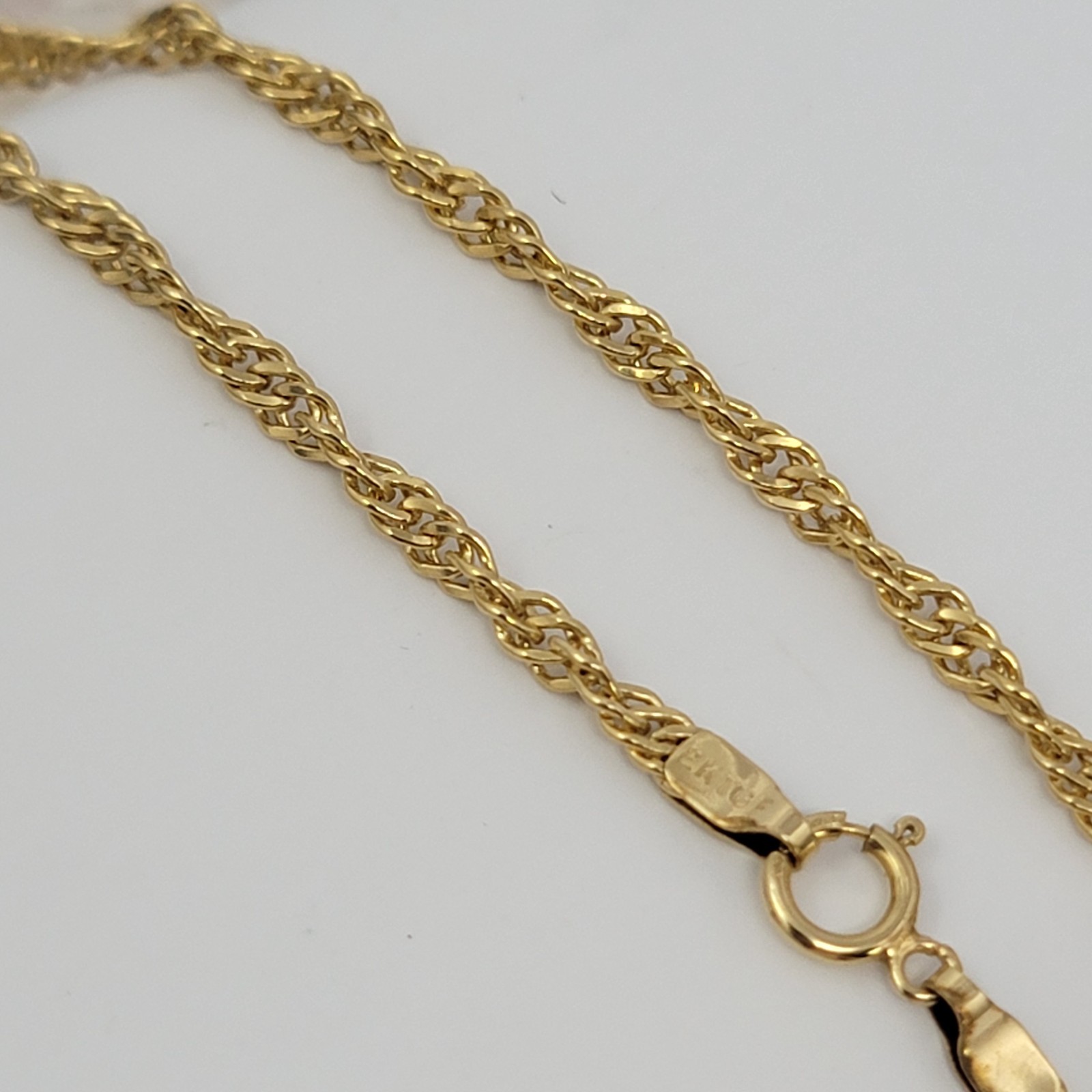 Vintage 12K Gold Filled Singapore Chain Bracelet 8″ 1/20 12k GF Spring Ring NOS