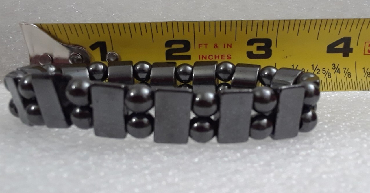 Metallic Stretch Bracelet Dark Stones 3.5 Inches Across Bracelet