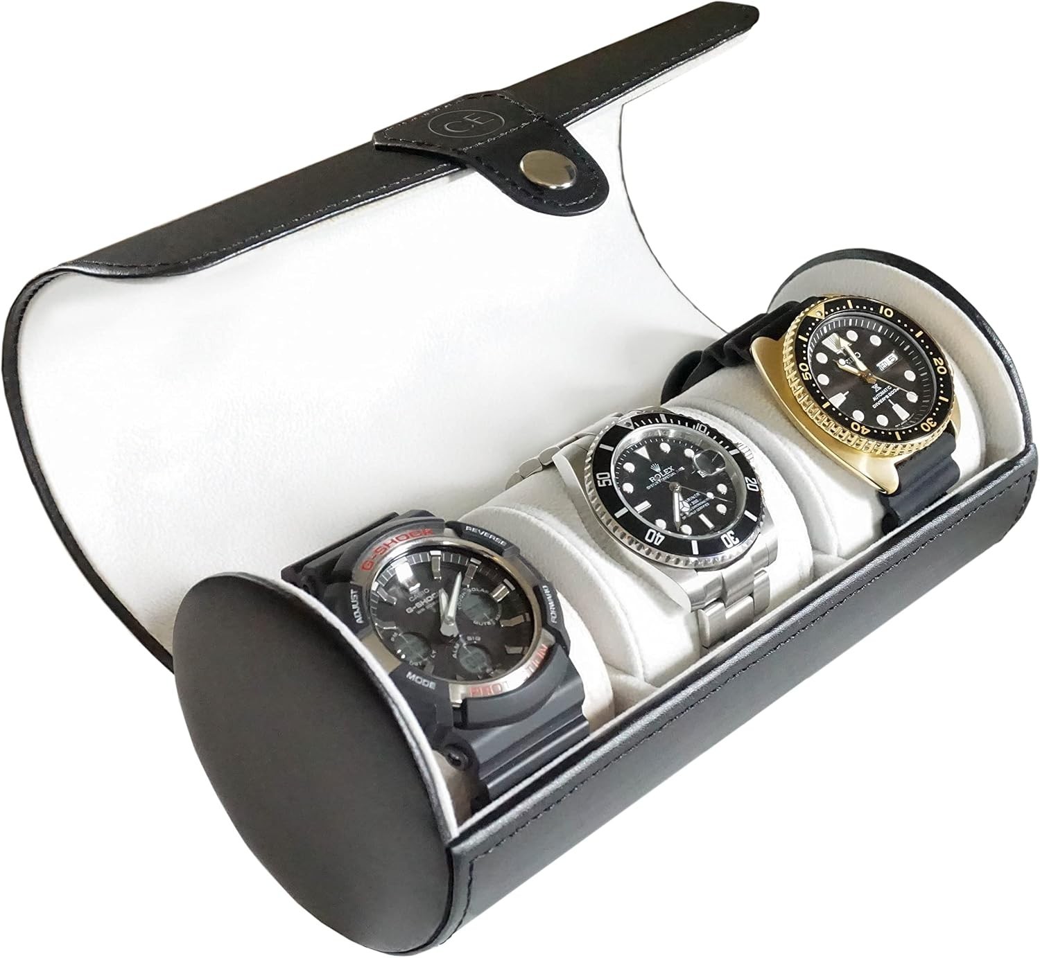 Durable 3-Watch Travel Case Roll – Soft Inner Lining & Polished Finish