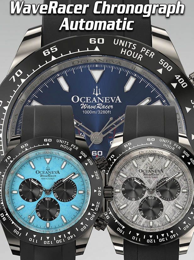 OCEANEVA WAVERACER METEORITE SWISS MADE 41 JEWEL AUTOMATIC CHRONO SAPPHIRE WATCH