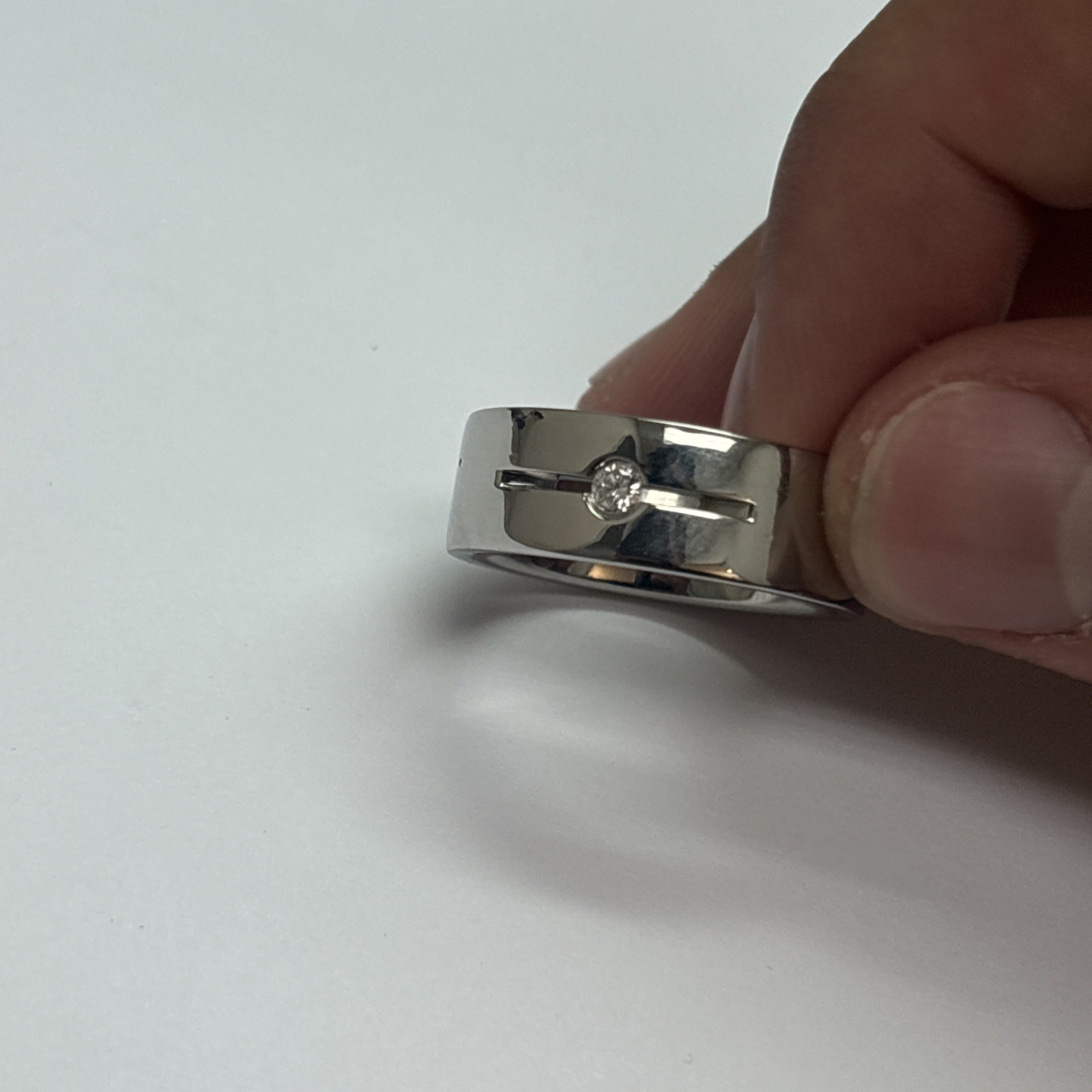 Men’s Stainless Steel Ring With Natural Diamond Fits Ring Size 10 3/4”