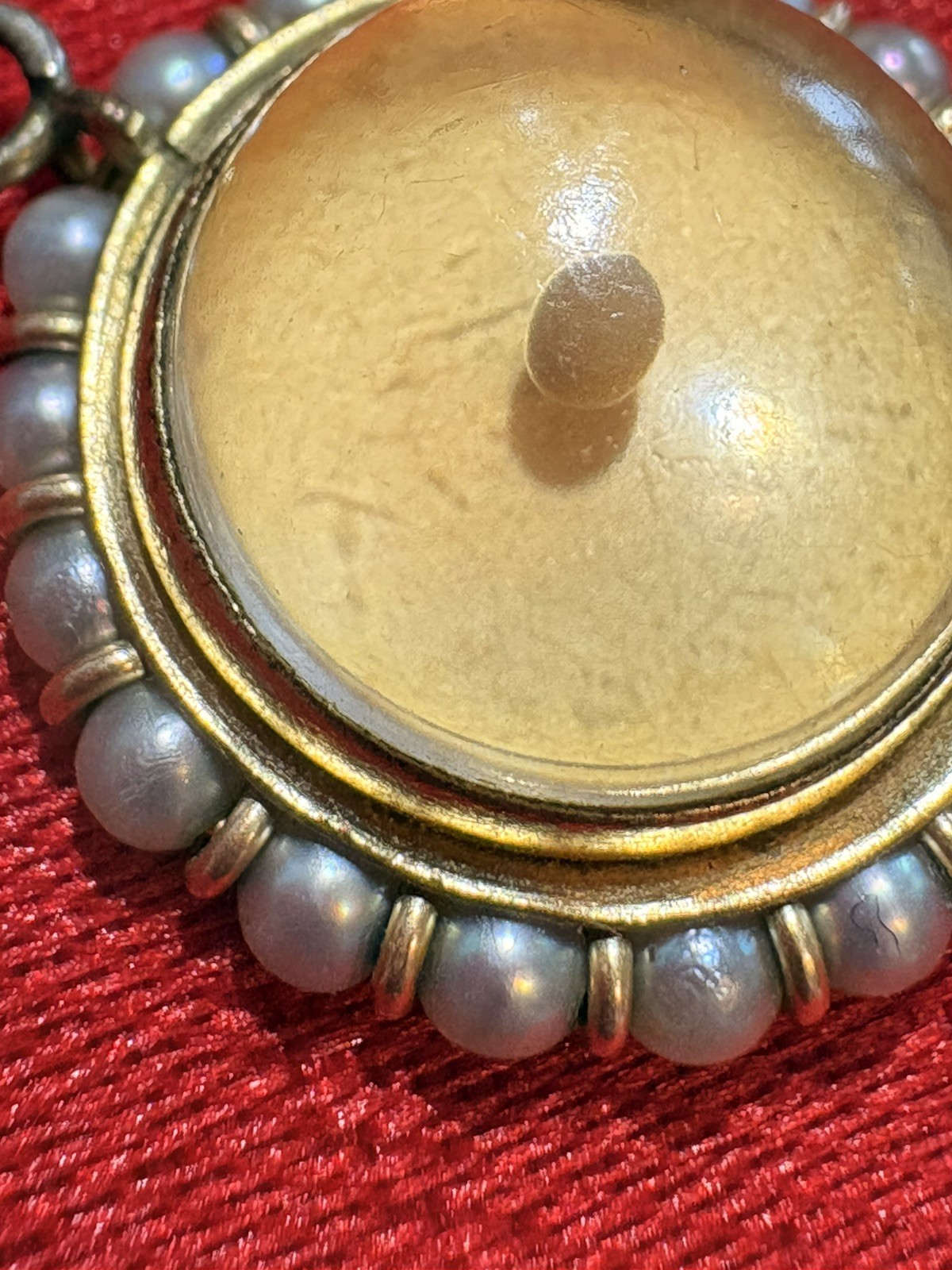 Vintage 12k yellow gold and pearl Mustard Seed Amulet of Faith Matthew 17:20
