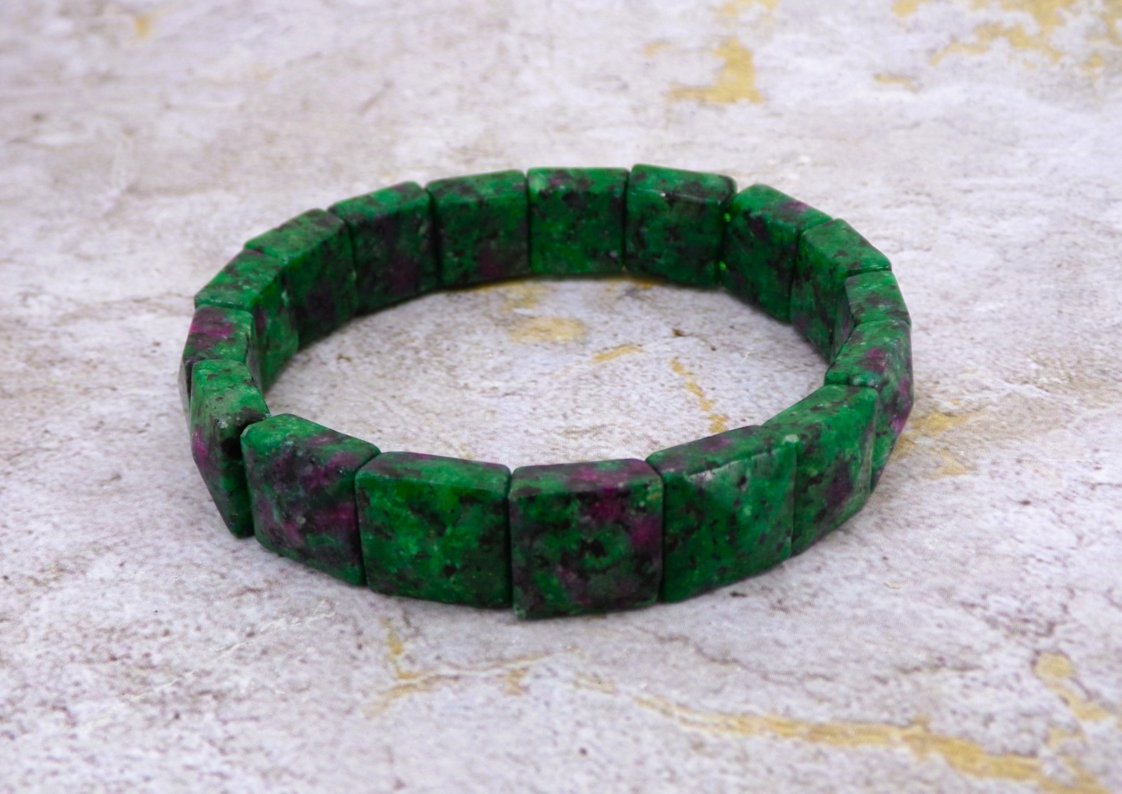 Ruby zoisite stone stretch bracelet purple green color gemstone 7.5″ New