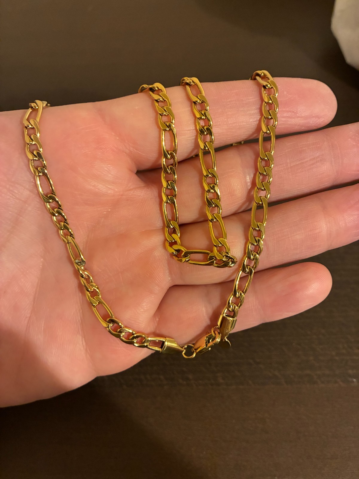 Figaro Chain Real 18K Gold Bonded over 316L Steel, Never Tarnish, Waterproof 5mm