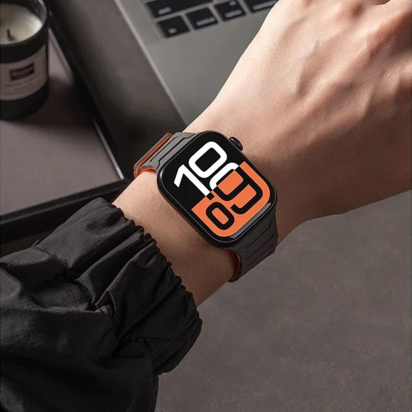 Magnetic Silicone Strap for Apple Watch Ultra 49mm 45/44mm Sport Band Secure