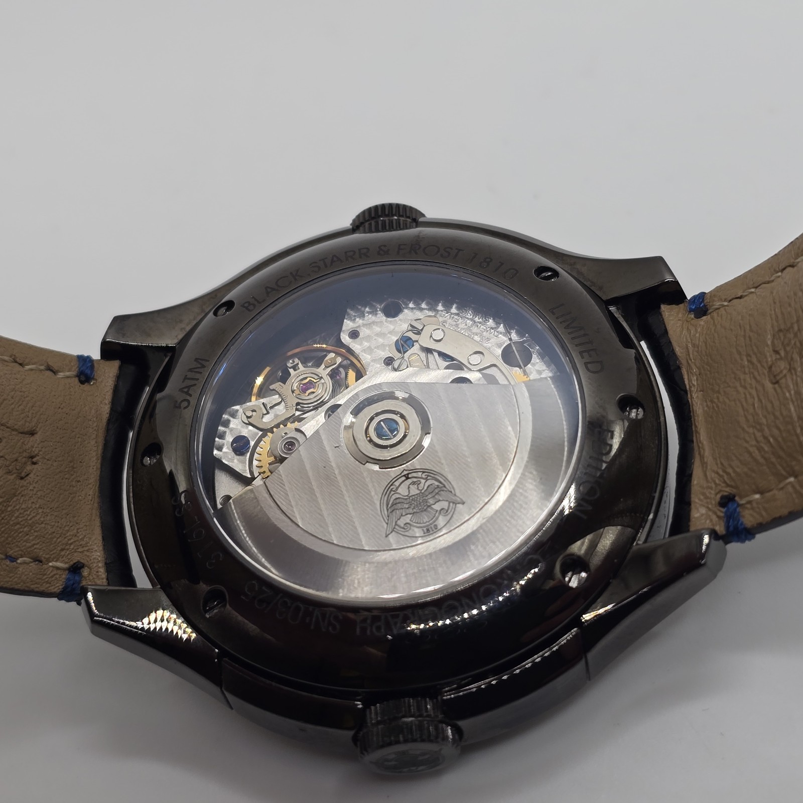 Black, Starr & Frost Automatic Chronograph Watch 43.5mm Blue Dial