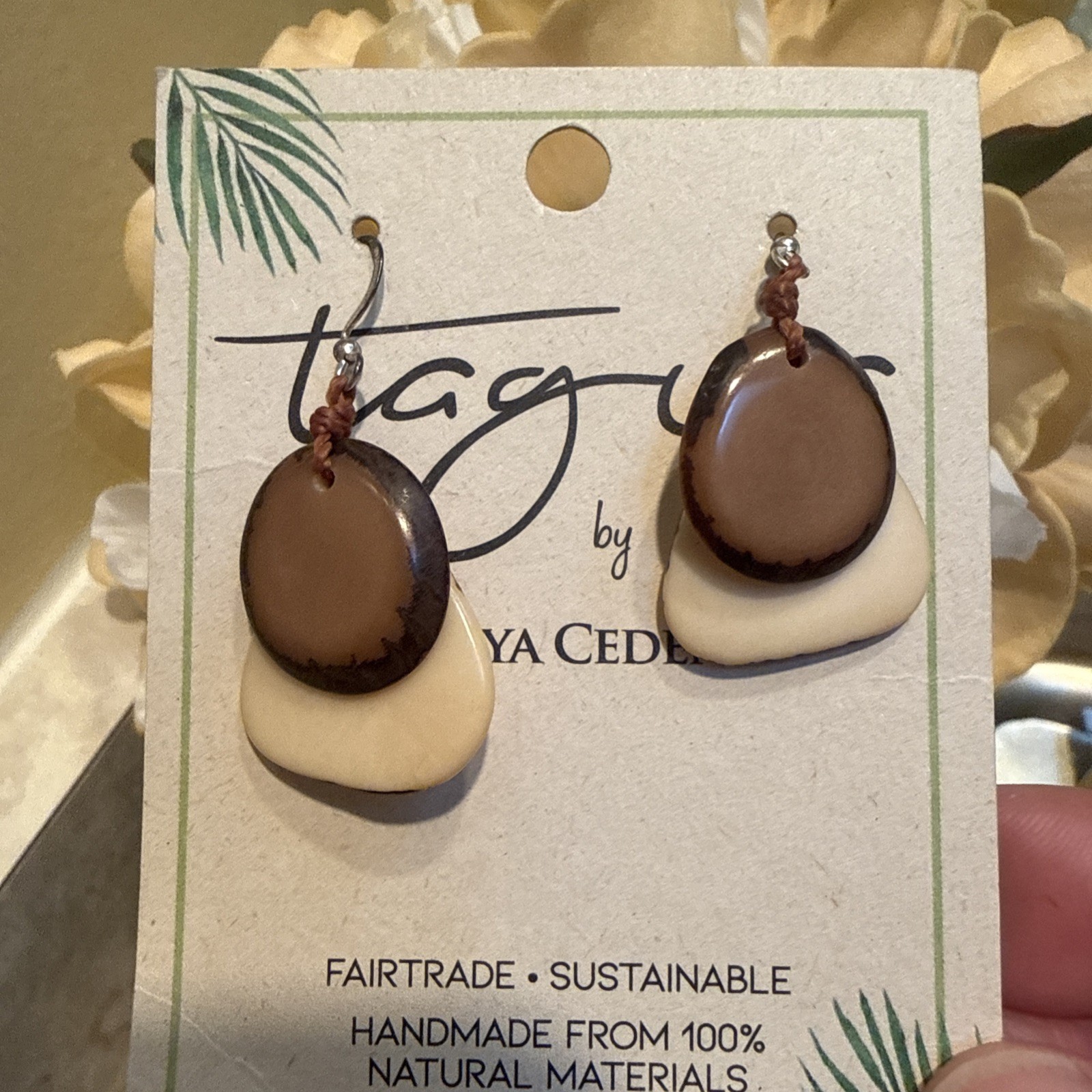 Tagua By Soraya Cedeno Sustainable Brown Earrings Handcrafted From Ecuadorian Ra